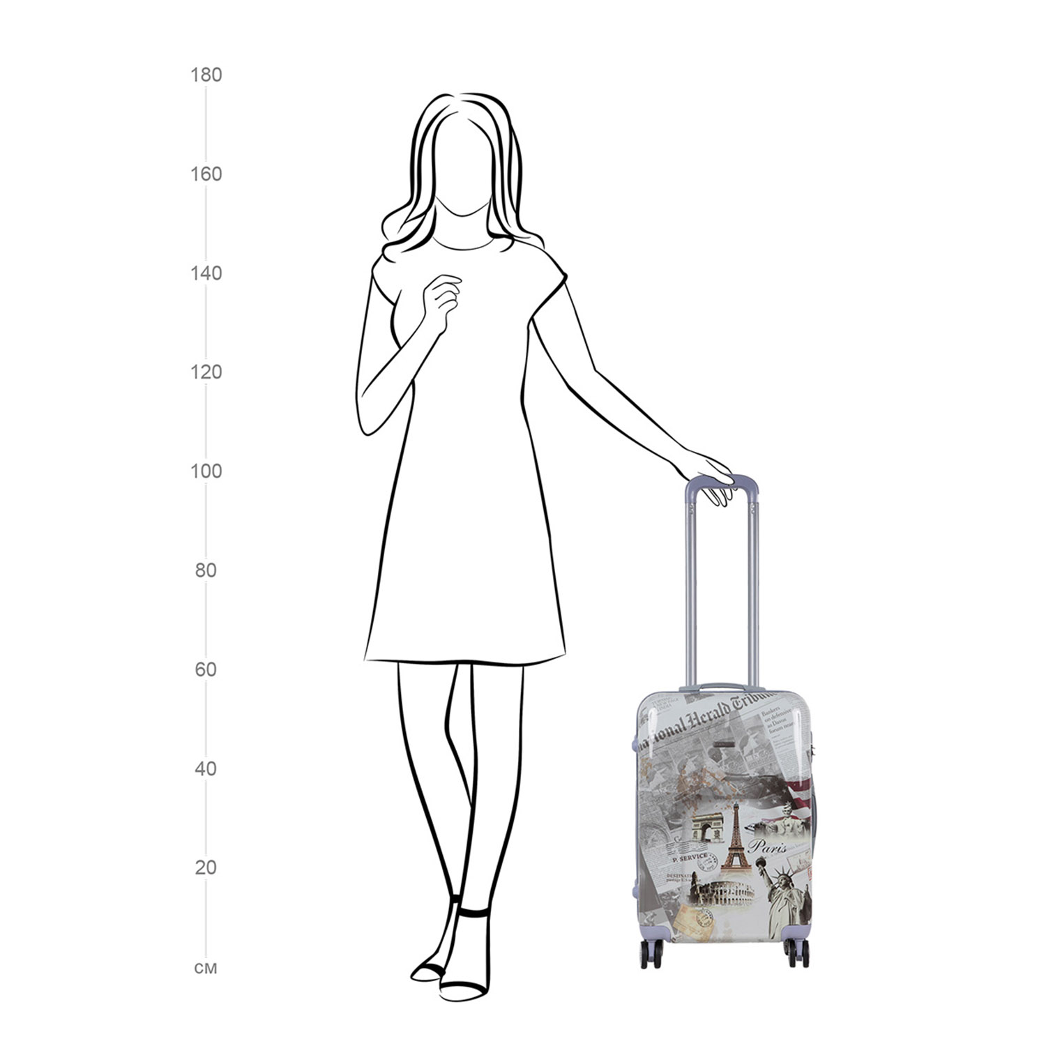 Чемодан средний POLAR РА030-24" "Газета"