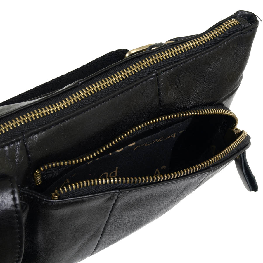 Кожаная сумка на пояс POLA 0243 Black