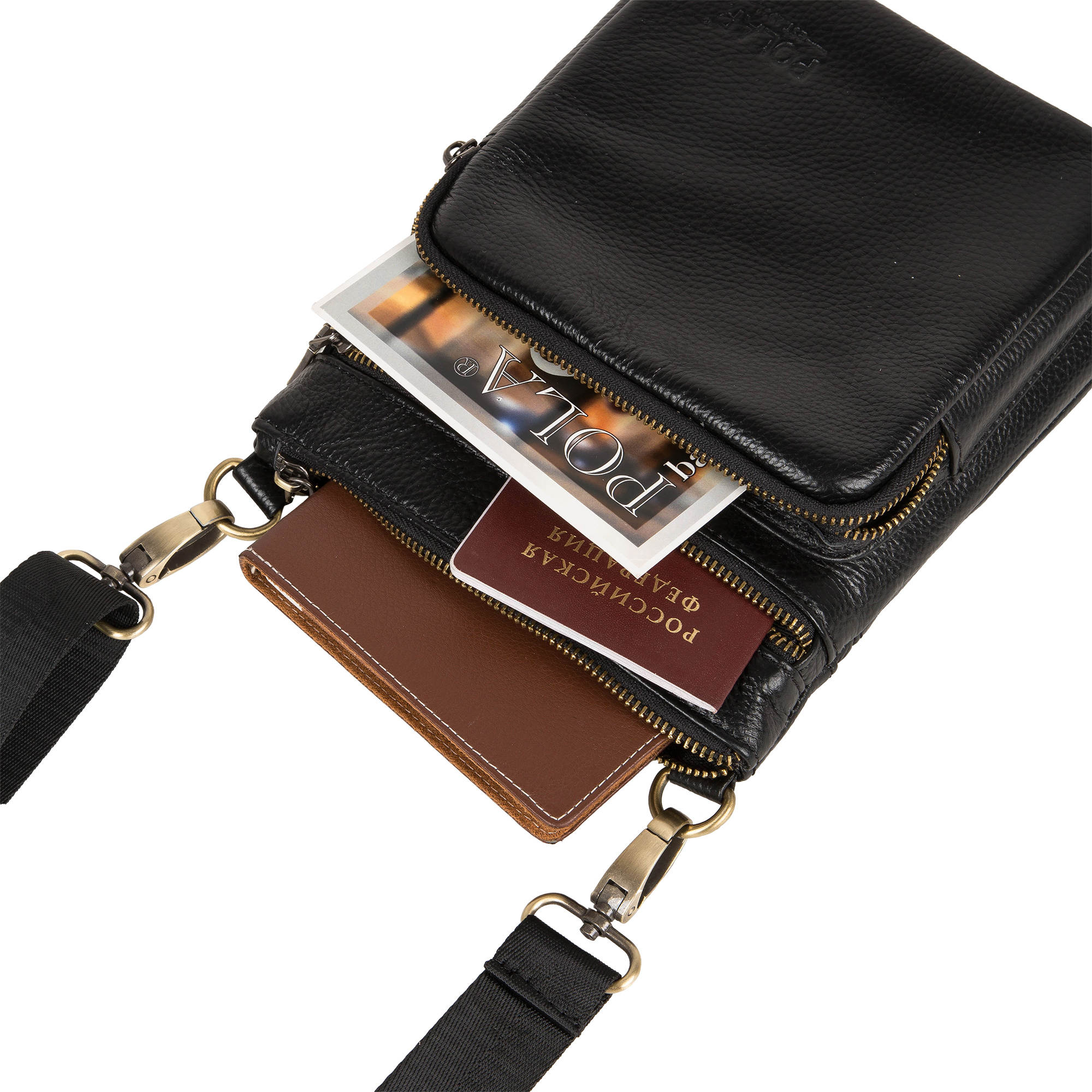 Кожаная сумка на плечо POLAR 0500302 Black