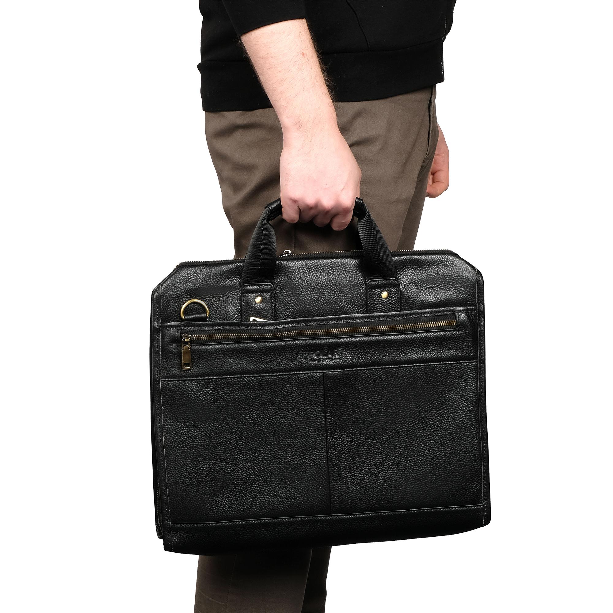 Портфель-папка из натуральной кожи POLA 5191 Black