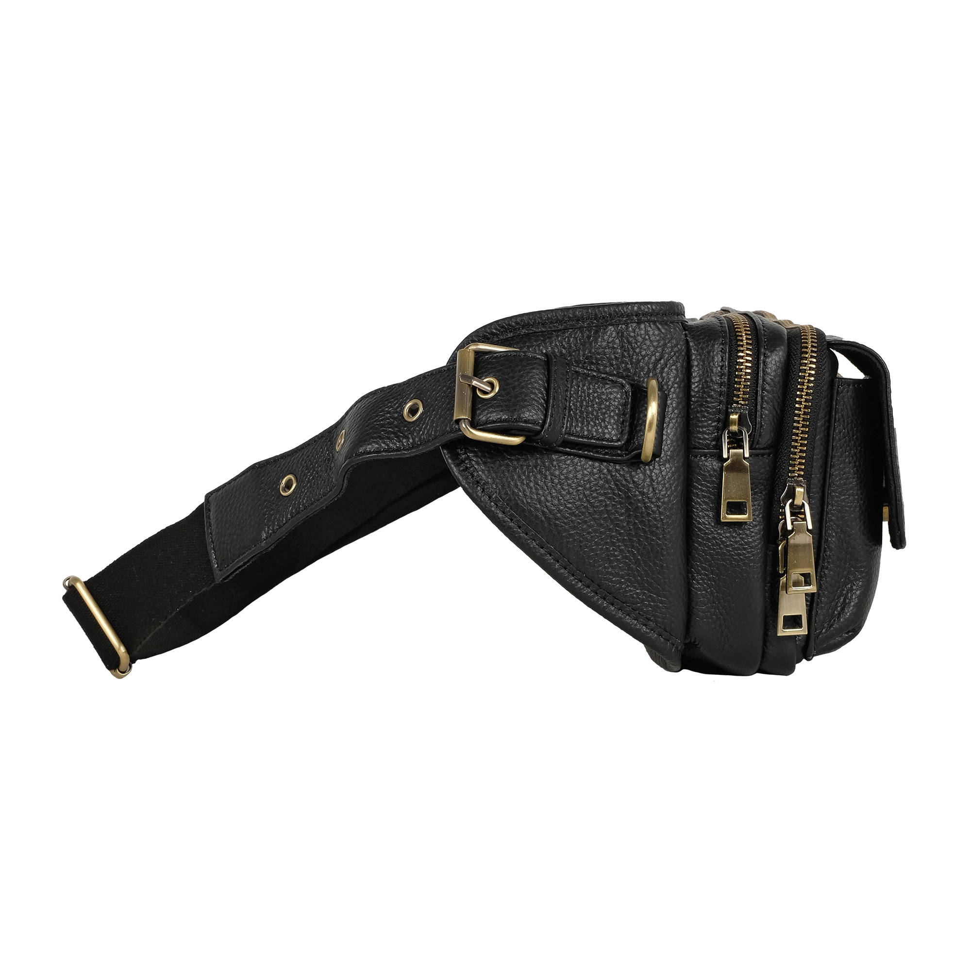 Кожаная сумка на пояс POLAR 21587 Black