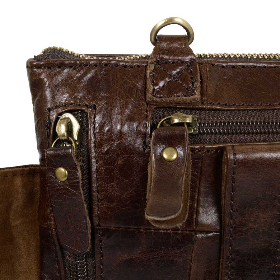 Кожаная сумка на пояс и на ремень POLA 0213 Coffee