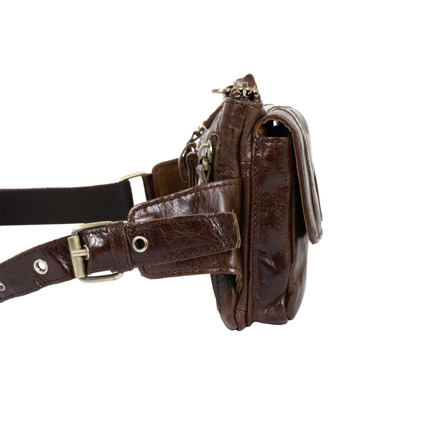 Кожаная сумка на пояс и на ремень POLA 0213 Coffee