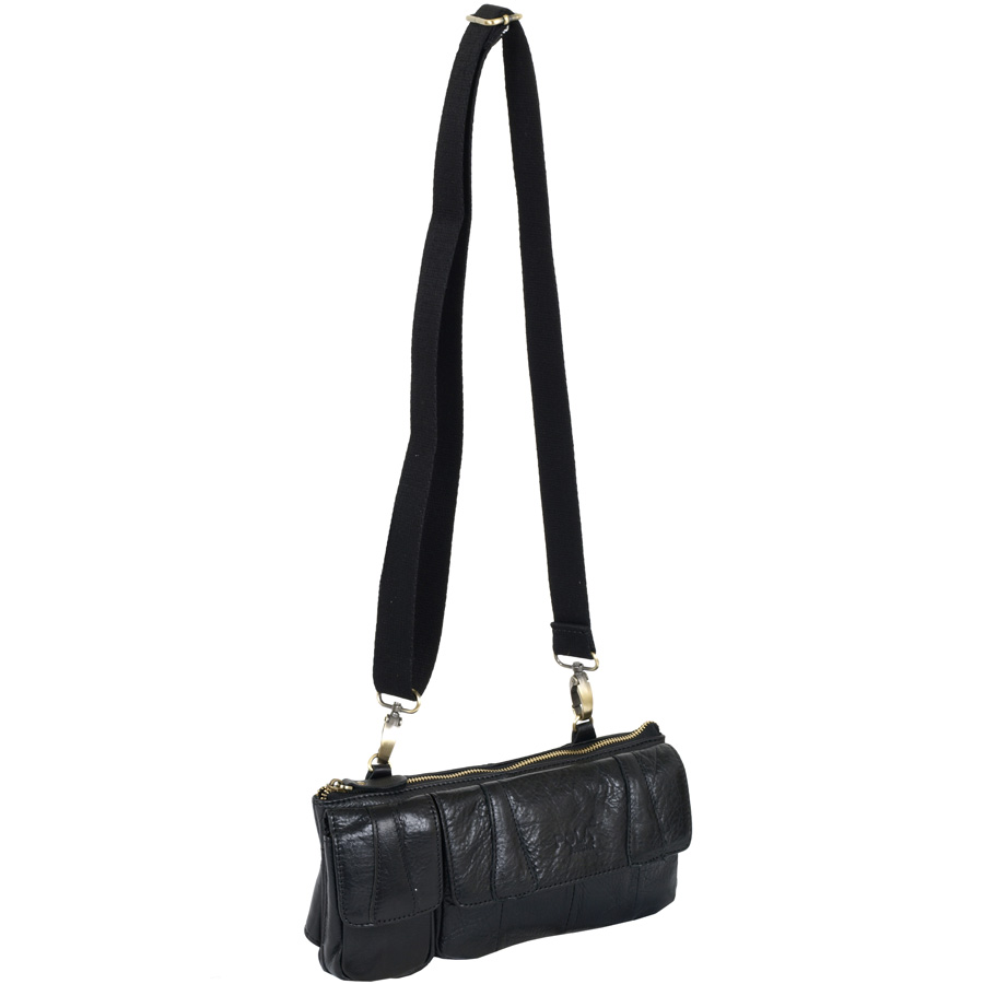 Кожаная сумка на пояс и на ремень POLA 0213 Black