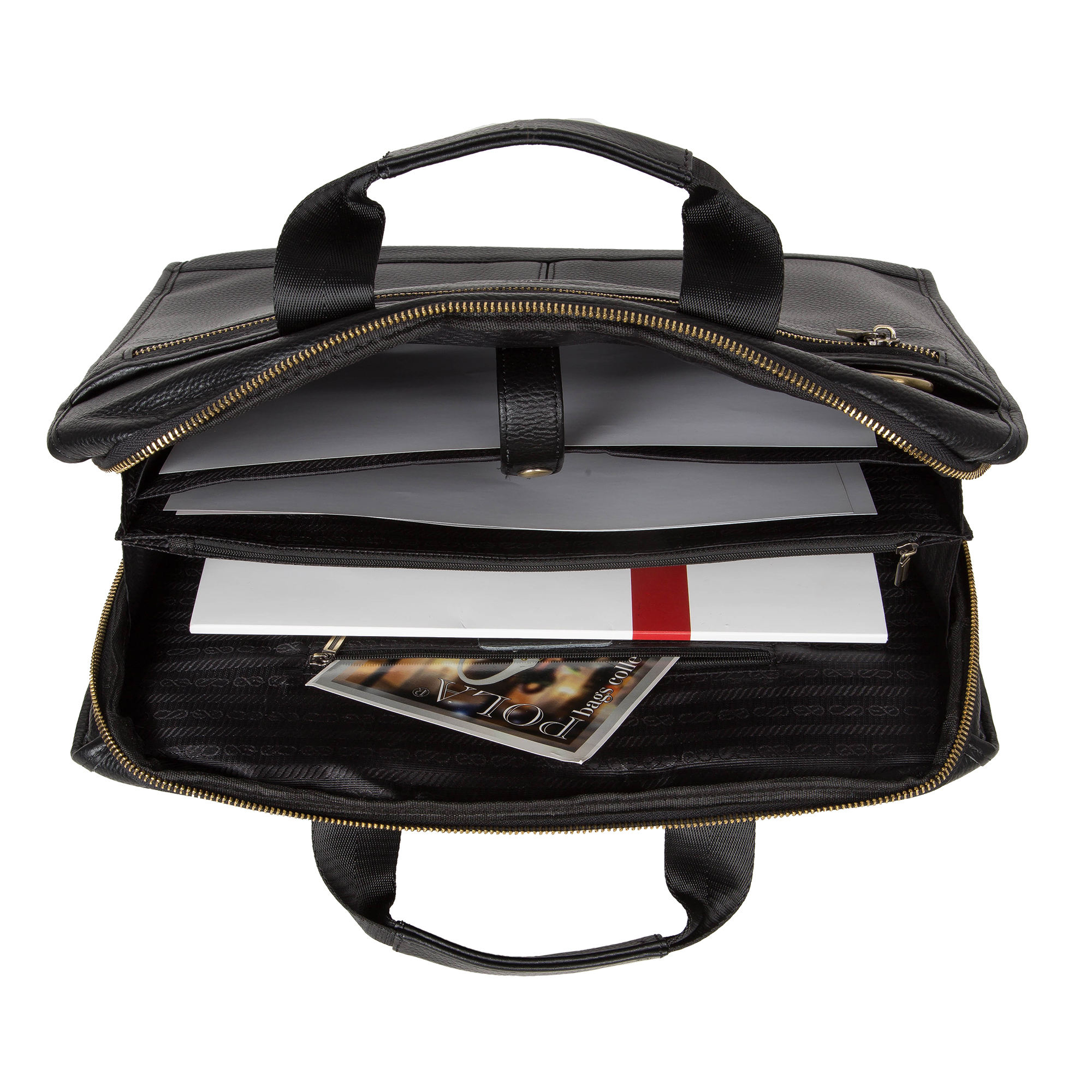 Портфель-папка из натуральной кожи POLA 5191 Black