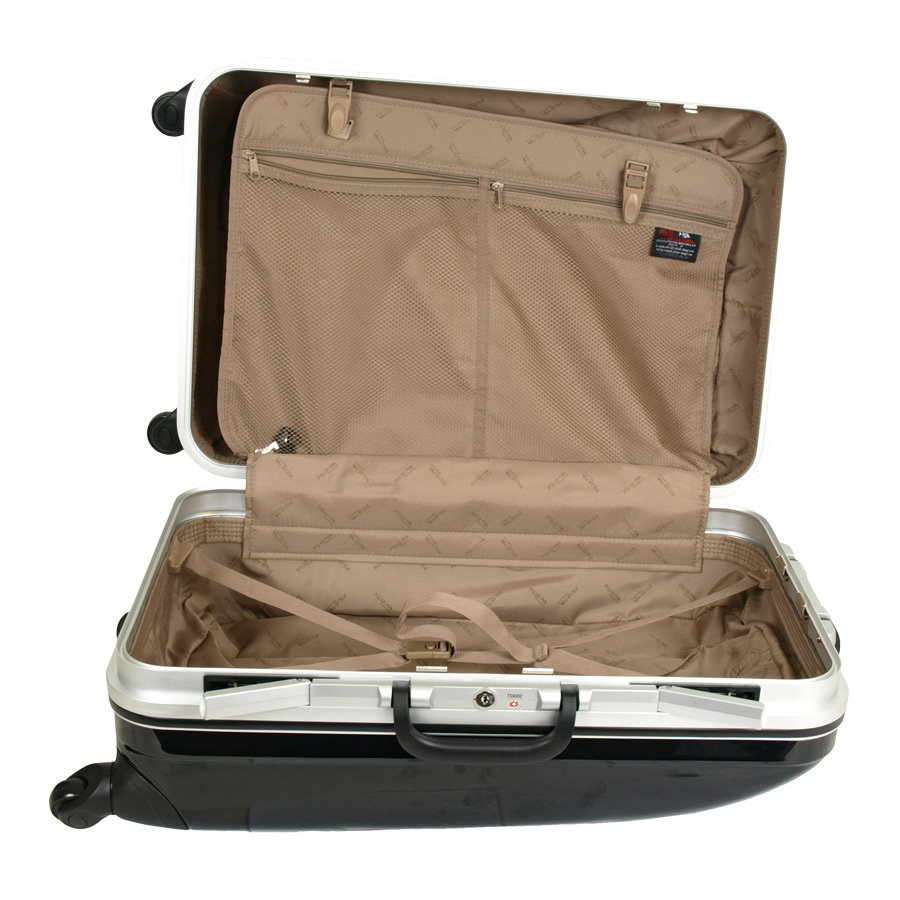 Чемодан-кейс на защелках средний POLAR P1123-25" Black