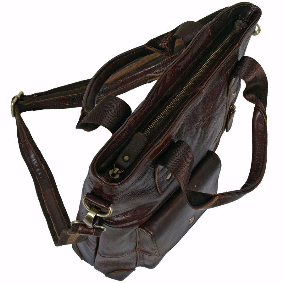 Вертикальная кожаная сумка POLA 0107 Coffee