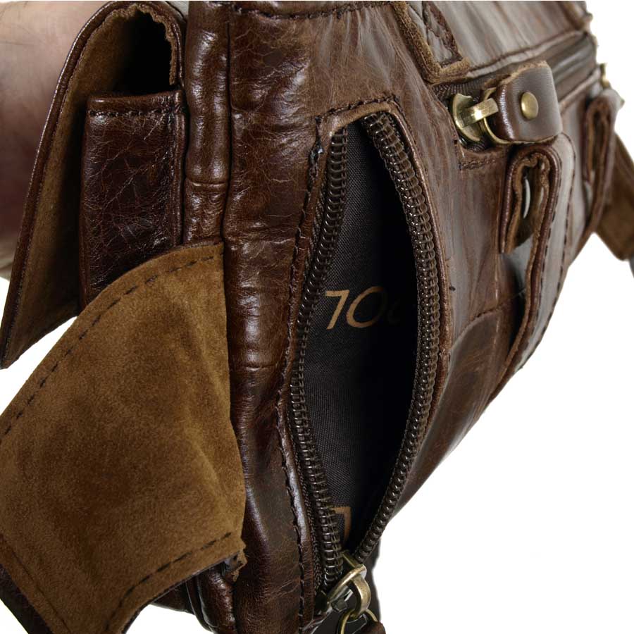 Кожаная сумка на пояс и на ремень POLA 0213 Coffee