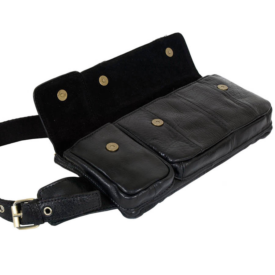 Кожаная сумка на пояс и на ремень POLA 0213 Coffee