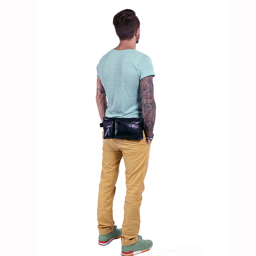 Кожаная сумка на пояс POLA 0243 Black