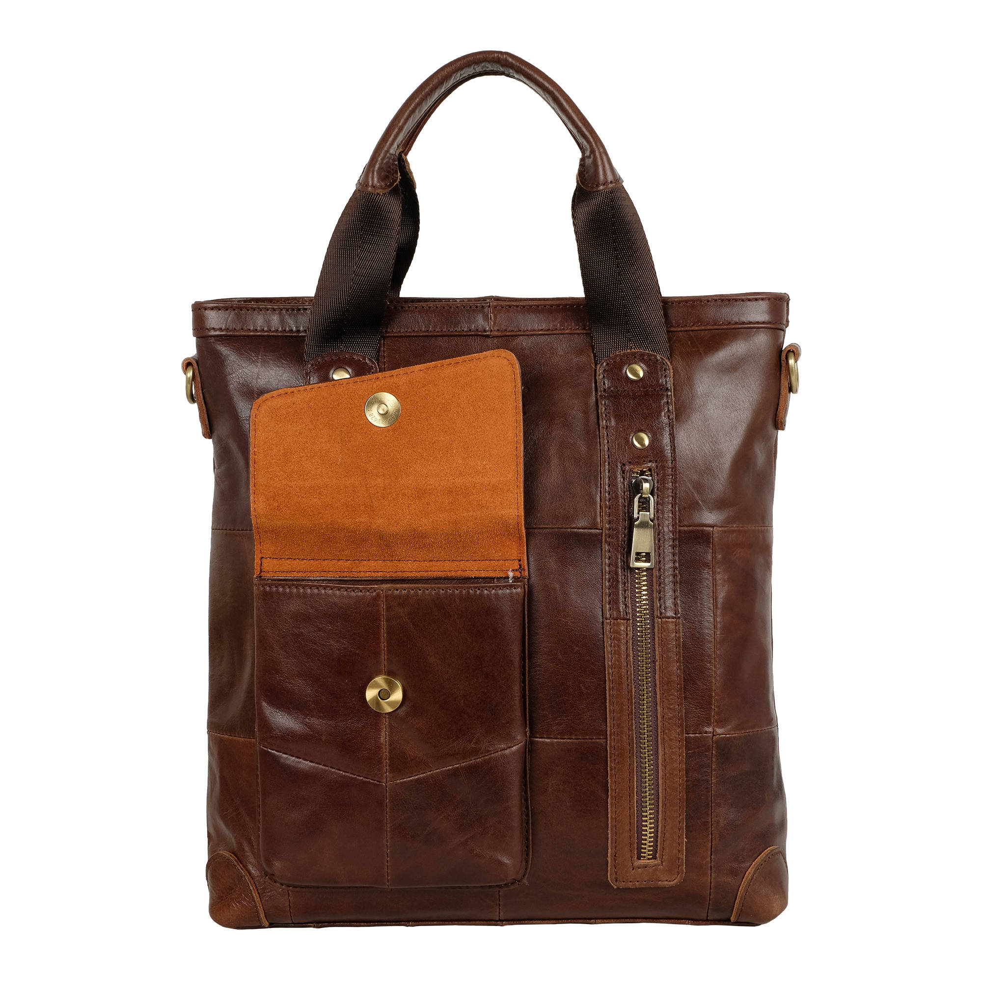 Вертикальная кожаная сумка POLAR 20107 Brown