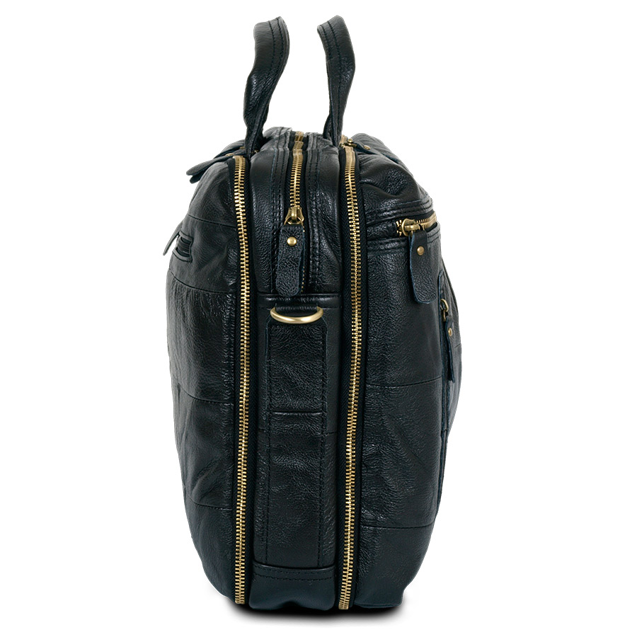 Мужская кожаная сумка для документов А4 и ноутбука POLA 0121 Black