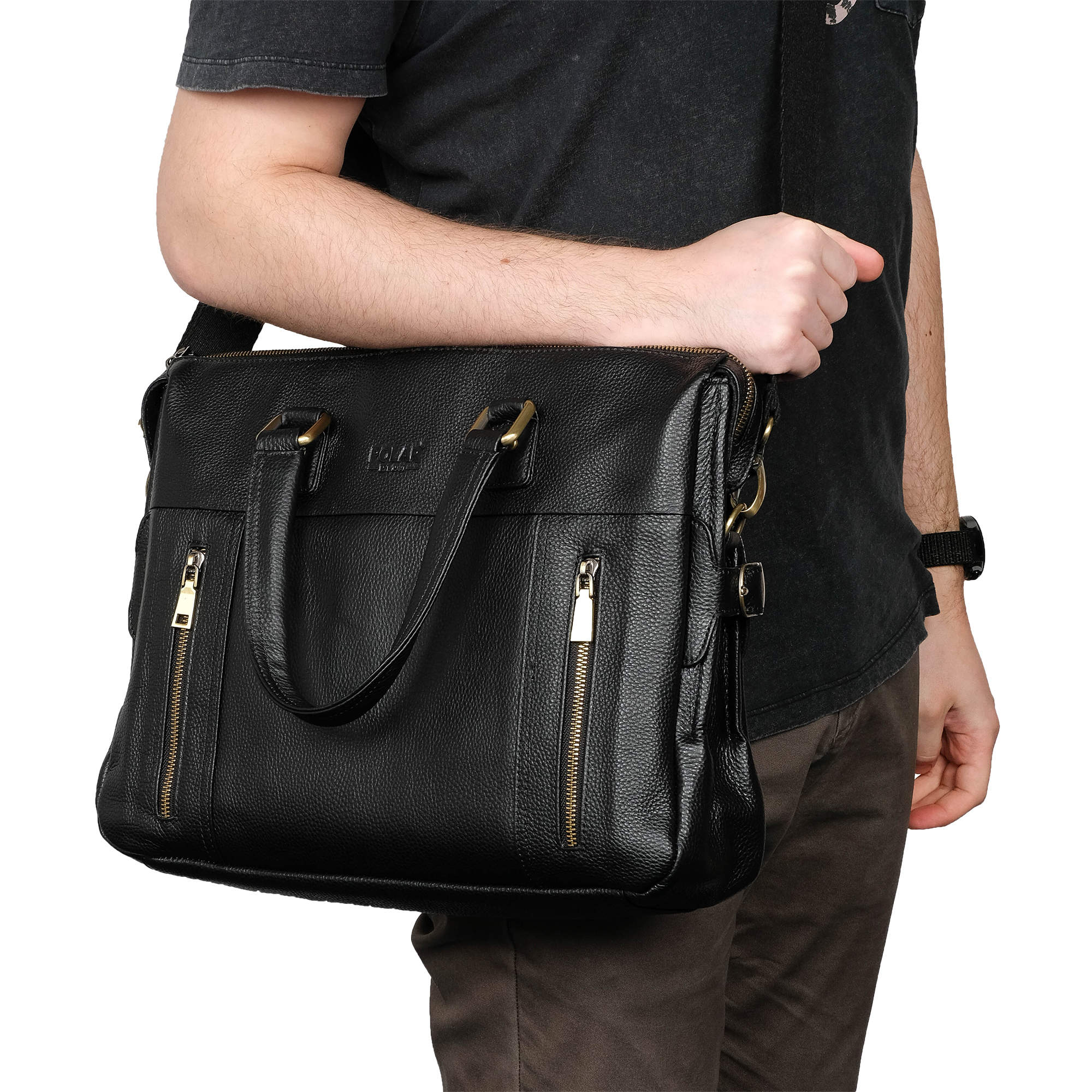 Мужская кожаная сумка POLAR 26313 Black