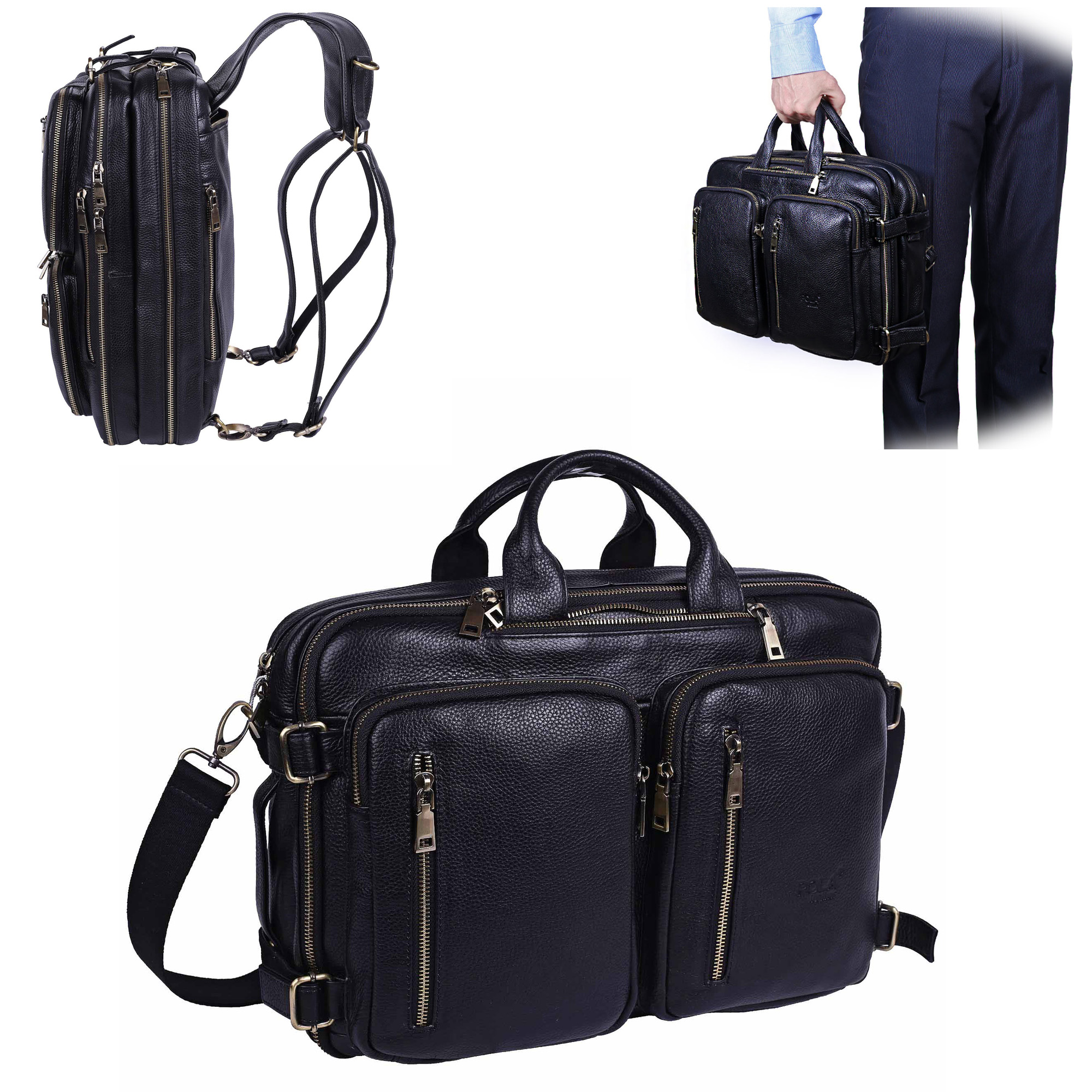 Сумка-рюкзак из натуральной кожи POLA 6031 Black