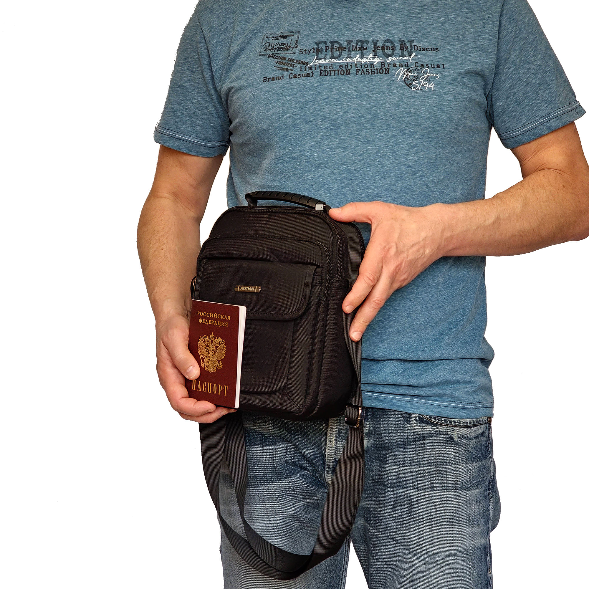 Мужская сумка через плечо AOTIAN 21129 Black