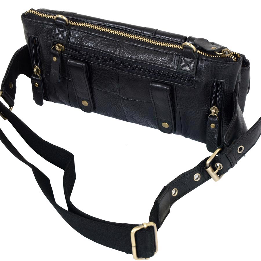 Кожаная сумка на пояс и на ремень POLA 0213 Black