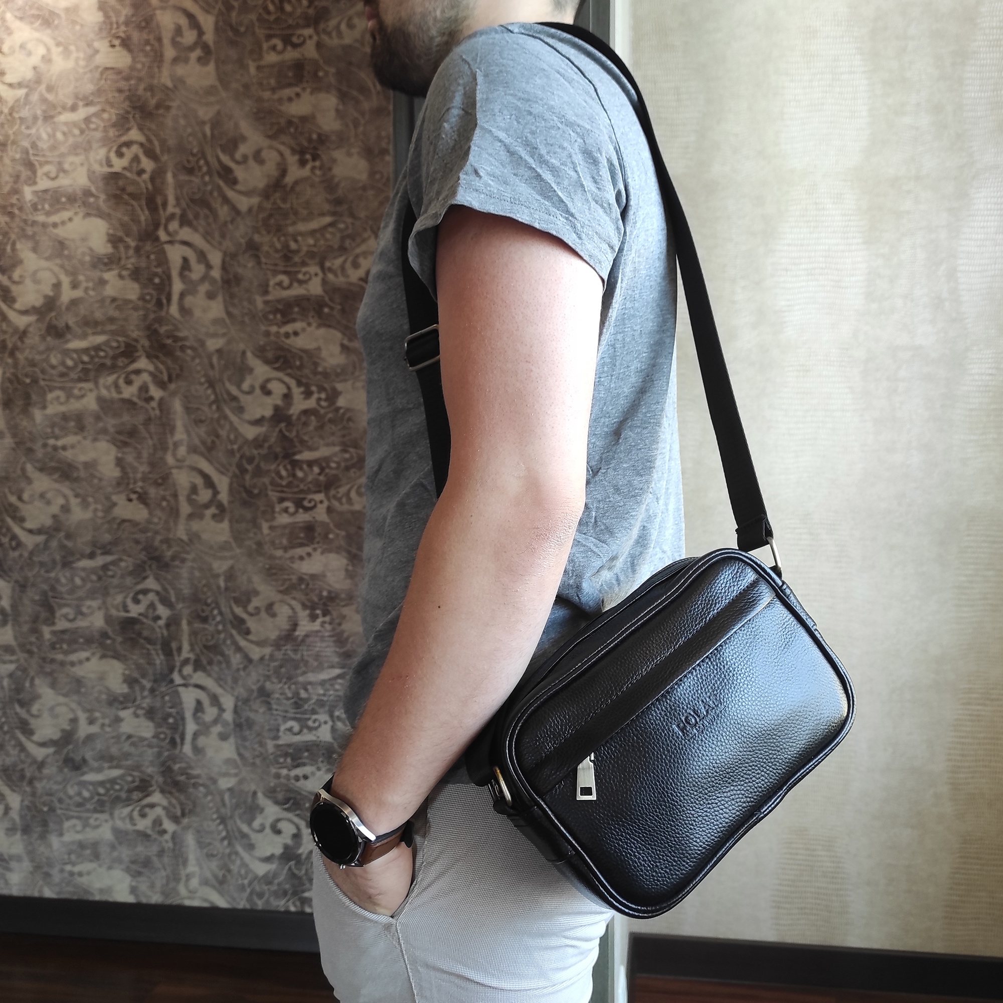 Мужская кожаная сумка POLAR 5001142-1 Black