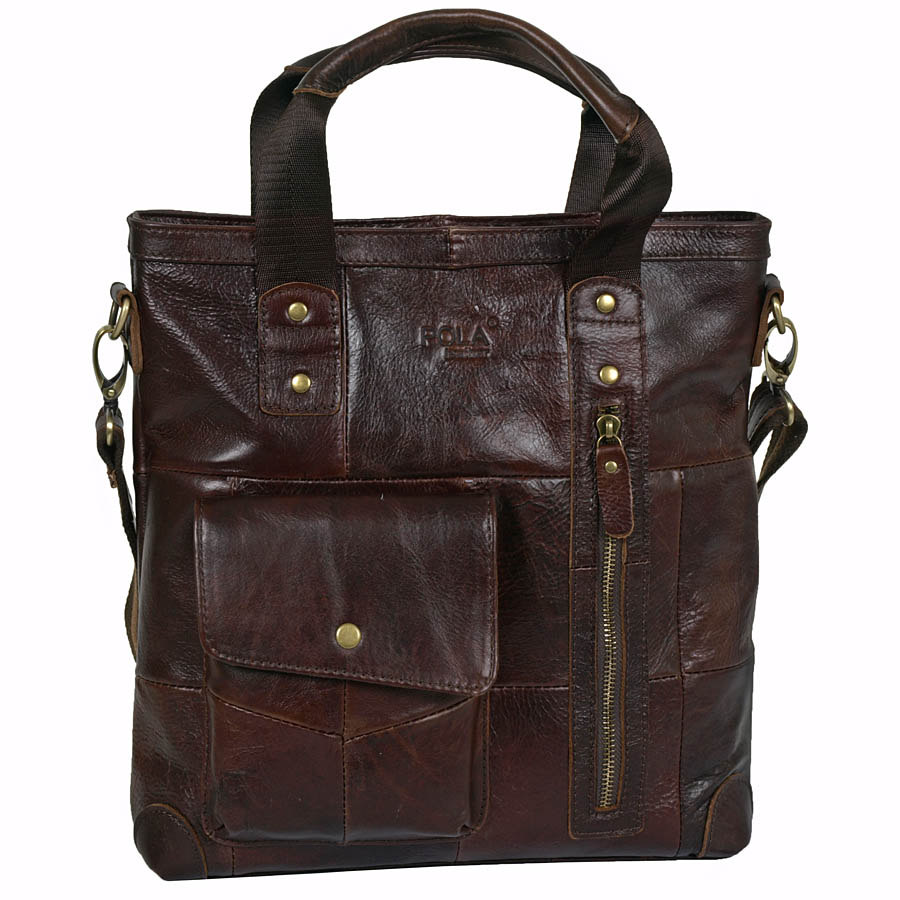 Вертикальная кожаная сумка POLA 0107 Coffee