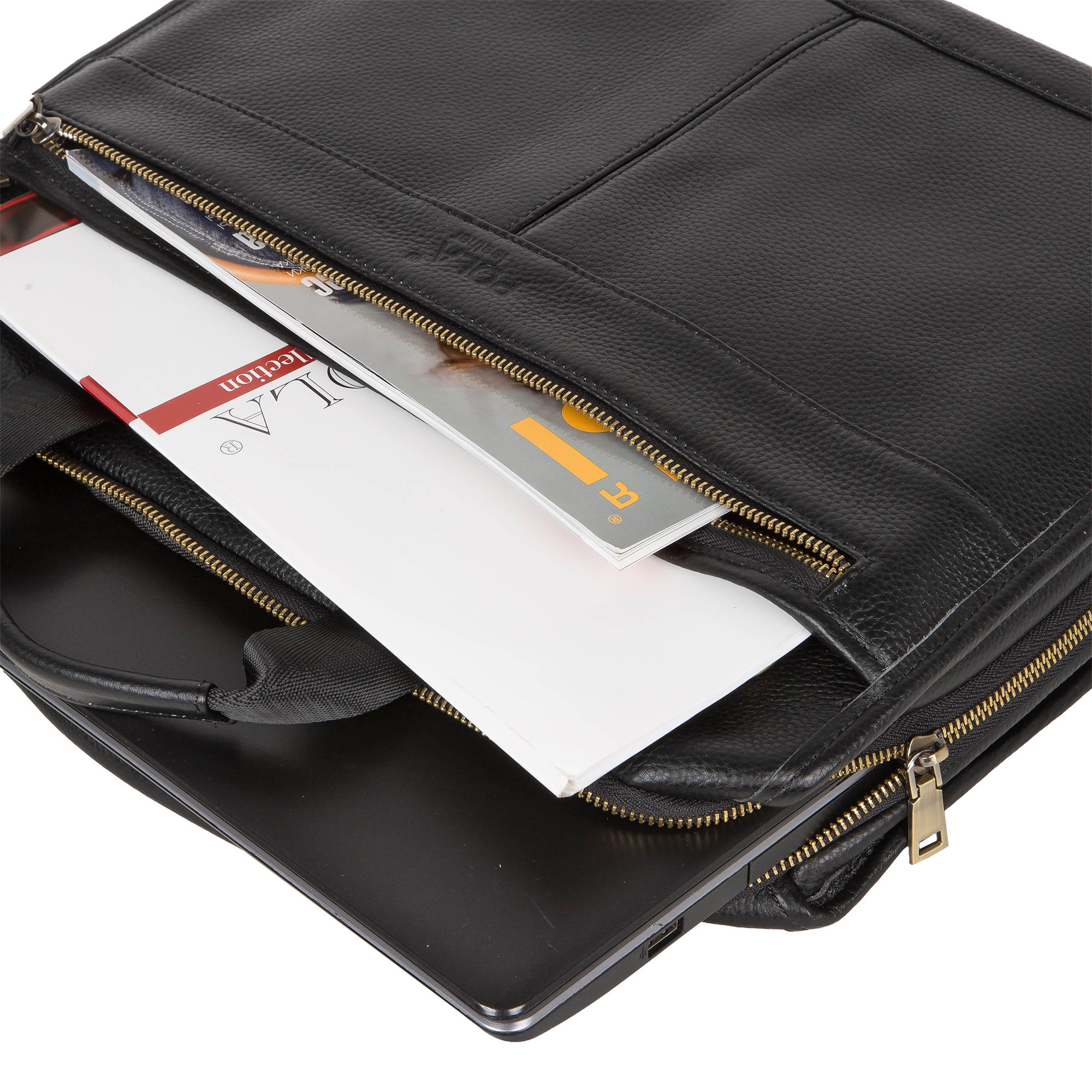 Портфель-папка из натуральной кожи POLA 5191 Black